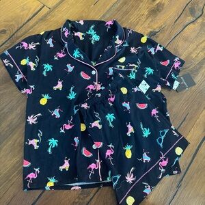 Cuddl Duds Black and Pink Pajama Set Intimates & Sleepwear